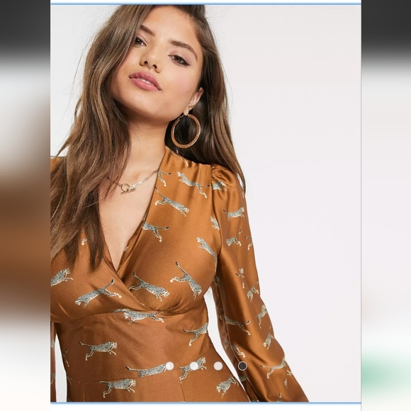 BNWT! ASOS /Liquorish wrap front maxi dress in graduated cheetah print - Picture 2 of 4